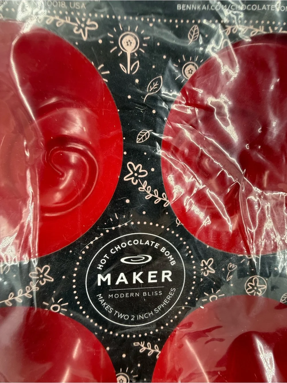 Marker Red Silicone Hot Chocolate Bomb Mold - 4 Cavity Cake Topper Mold